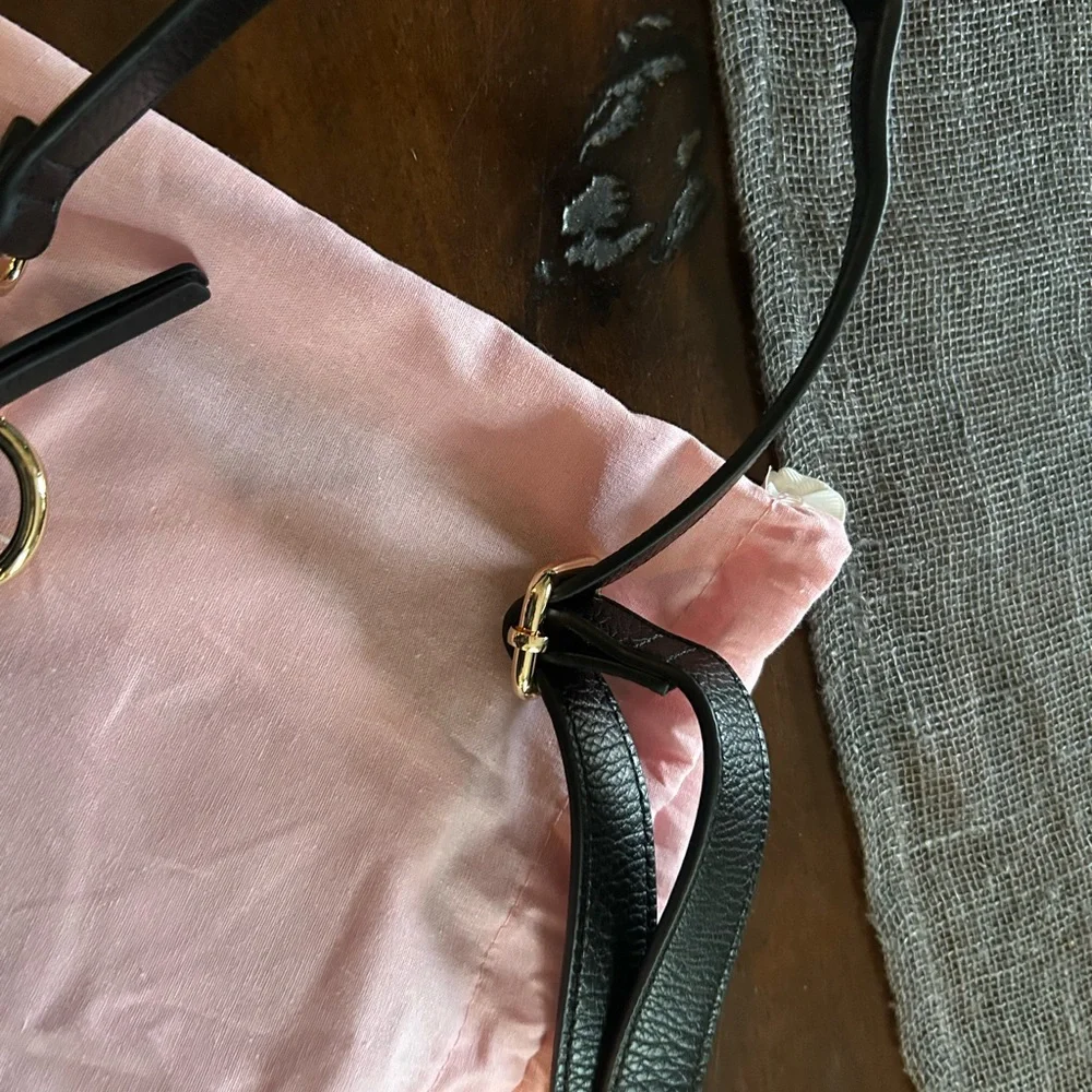 Poppy & Peonies Black Pebbled Leather Crossbody Belt Bag - Picture 11 of 14